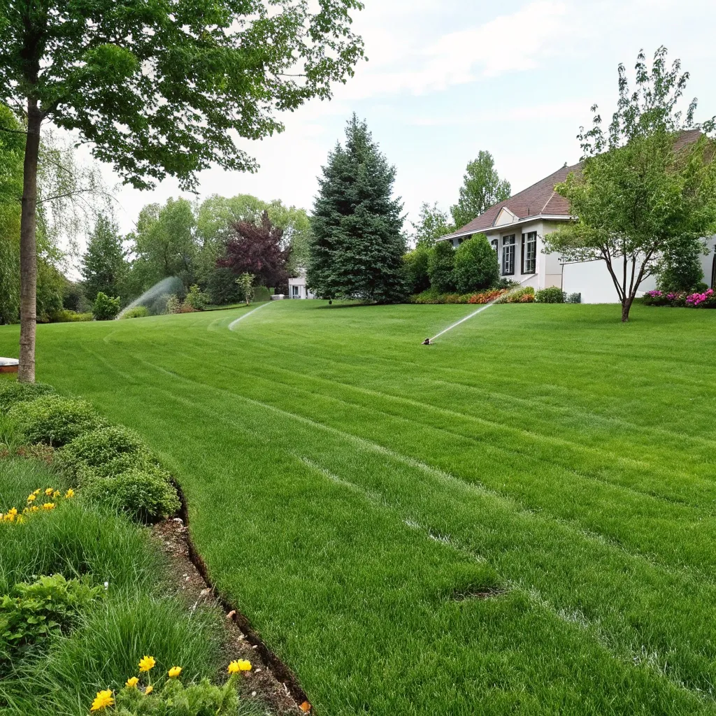 Lush green lawn care